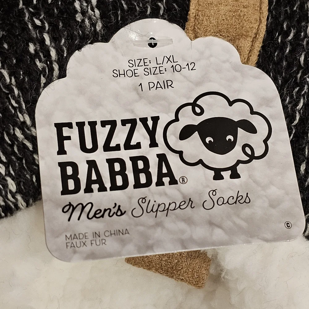 Fuzzy Babba Mens Slipper Socks L/XL
